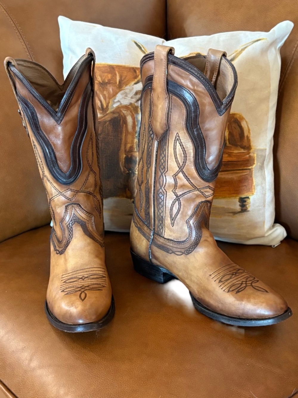 Corral Men’s Handcrafted Distressed Leather Cowboy Boots Sz 9D - Picture 4 of 17
